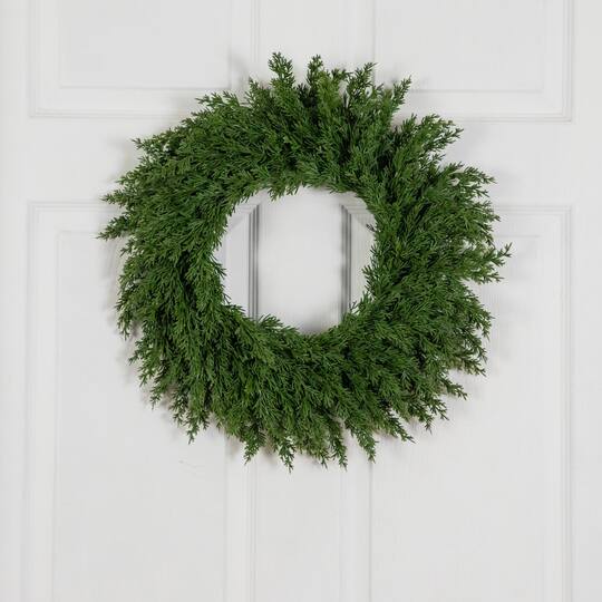 Nearly Natural 18" Artificial Real Touch Cedar Wreath